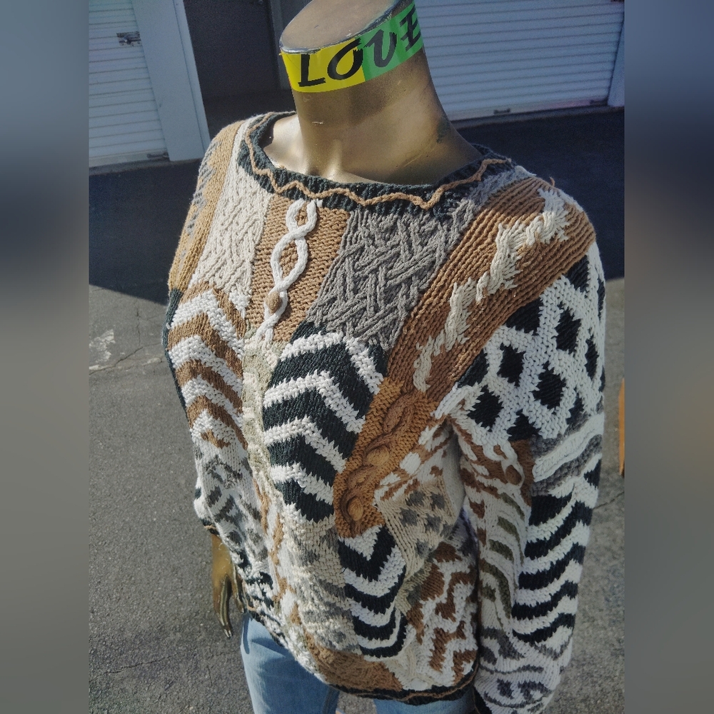 Patchwork Knit Sweater - Multicolor - Picture 9 of 11